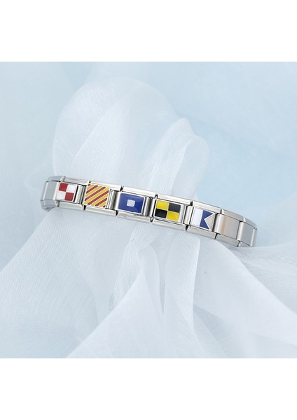 Q Ha Moda Donanma Uluslararası Denizcilik Sinyal Kodu Deniz Bayrağı Charm Bağlantılar Fit 9mm Paslanmaz Çelik Bilezik DJ391 (Yurt Dışından) fırsatları