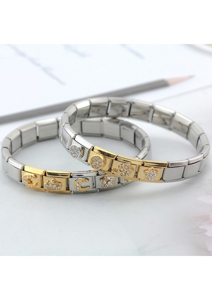 A Haopular Moda Tatlı Taç Kanat Yıldız Yuvarlak Cz Charm Bağlantılar Fit 9mm Bilezik Paslanmaz Çelik Dıy Takı Yapımı DJ013 (Yurt Dışından) modelleri