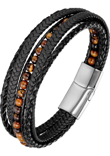 No.16 Boyutu Doğal Enerji Taşı Paslanmaz Çelik Manyetik Toka Hakiki Deri Bilezik Deri Tel Örgülü Bilezik (Yurt Dışından) fiyatları