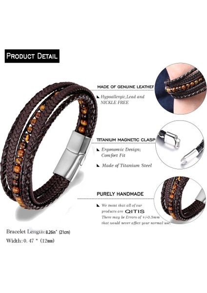 No.16 Boyutu Doğal Enerji Taşı Paslanmaz Çelik Manyetik Toka Hakiki Deri Bilezik Deri Tel Örgülü Bilezik (Yurt Dışından) modelleri