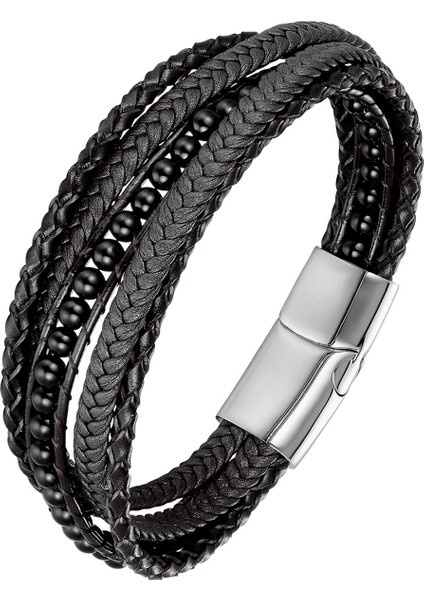 No.16 Boyutu Doğal Enerji Taşı Paslanmaz Çelik Manyetik Toka Hakiki Deri Bilezik Deri Tel Örgülü Bilezik (Yurt Dışından) indirimleri