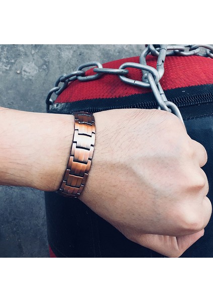 Bileklik-3 Vintage Zincir Bağlantı Bilezikler Kadın Erkek Artrit Bakır Renk Bileklik Sağlık Enerji Germanyum Çift Sıralı Manyetik Sağlık (Yurt Dışından) modelleri