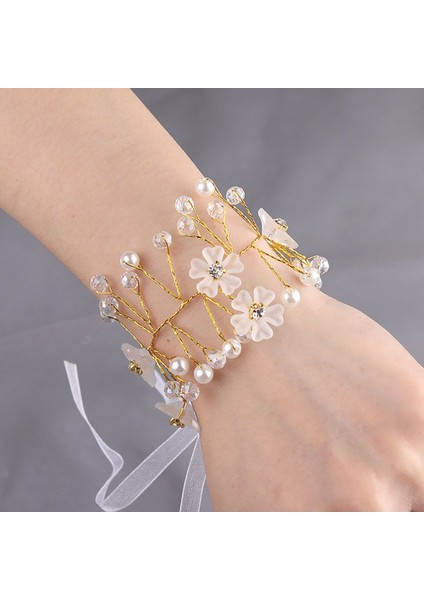 No.1 Boyutu Moda Inci Rhinestones Bilek Çiçek Kızlar Için Düğün Dantel-Up El Çiçek Nedime Dekorasyon Gelin Balo Aksesuarları (Yurt Dışından) fiyatları