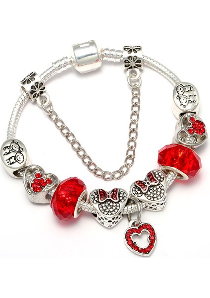 16CM Tarzı Çiçekler-31 Bahar Tarzı Çiçek Boncuk Charm Bilezikler Kadınlar Için Gümüş Plaka Zincir Bilezikler Moda Takı Dıy El Yapımı Pulseira Hediye (Yurt Dışından)