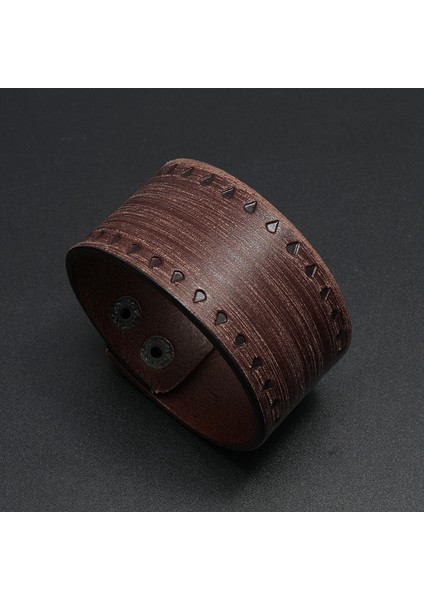 NO.82477 Boyutu Zorcvens Yeni Punk Hakiki Deri Bilezik Erkekler Için Geniş Vintage Wrap Bilezikler Kadın Erkek Trendy Takı (Yurt Dışından)