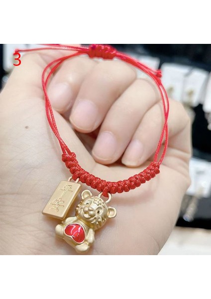 No.3 Boyutu Çin Yeni Yılı Kaplan Halat Kırmızı Dize Bilezikler Çift Bilezikler El Yapımı Ayarlanabilir Zanaat Hediye F (Yurt Dışından)