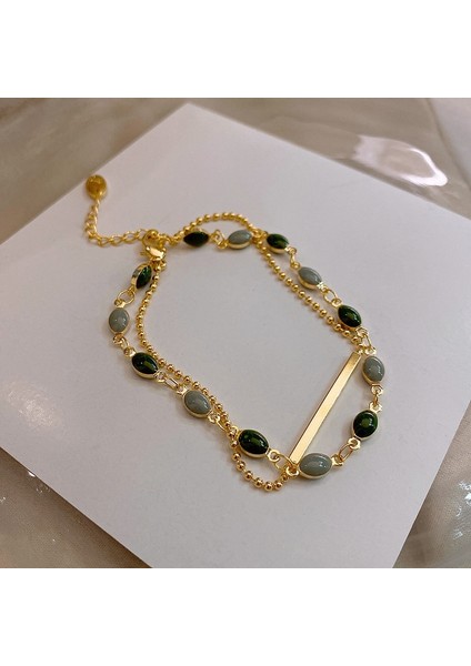 Altın Kadınlar Için Aksesuarlar Kristal Charm Bilezikler Kadınlar Için Altın Renk Boncuklu Zincir Çift Katmanlı Ayarlanabilir Bilezik Takı Hediye (Yurt Dışından) fırsatları