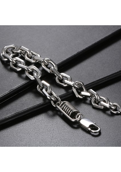 19CM Tarzı Siyah Vintage 8 mm Geniş 316L Paslanmaz Çelik Zincir Bilezik Erkekler Için Bilek El Erkek Bilezik Erkek Mannen Kol Bandı El Yapımı Takı (Yurt Dışından) indirimleri