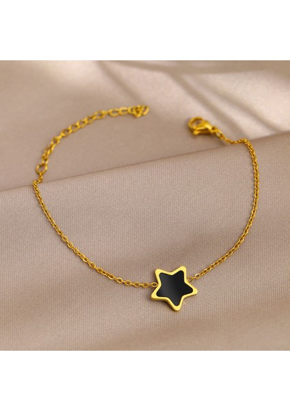 Gümüş Paslanmaz Çelik Bilezikler Minimalist Elegance Pentagram Yıldız Zinciri Trendy Güzel High-End Sense Bilezik Kadınlar Takı Için Yeni (Yurt Dışından) fiyatları