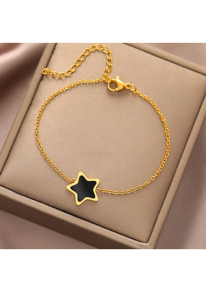 Gümüş Paslanmaz Çelik Bilezikler Minimalist Elegance Pentagram Yıldız Zinciri Trendy Güzel High-End Sense Bilezik Kadınlar Takı Için Yeni (Yurt Dışından) modelleri