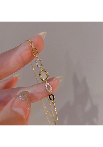 SL0077 2023 Yeni Lüks Zarif Altın Rengi Zirkon Bilezikler Kadınlar Için Kare 18K Altın Kaplama Ayarlanabilir Bilezik Parti Takı Hediyeler (Yurt Dışından) fiyatları