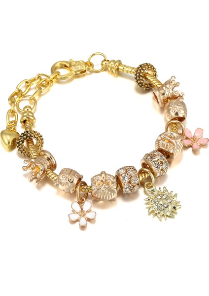 20CM Tarzı IMG-3574 Altın Kristal Aşk Kalp Charm Bilezik ve Bilezikler Altın Renk Kadınlar Için Güzel Bilezikler Takı Pulseira Feminina (Yurt Dışından)