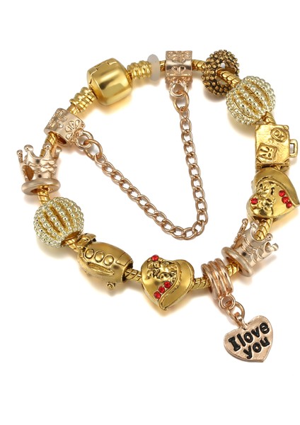 20CM Tarzı IMG-4373 Altın Kristal Aşk Kalp Charm Bilezik ve Bilezikler Altın Renk Kadınlar Için Güzel Bilezikler Takı Pulseira Feminina (Yurt Dışından)