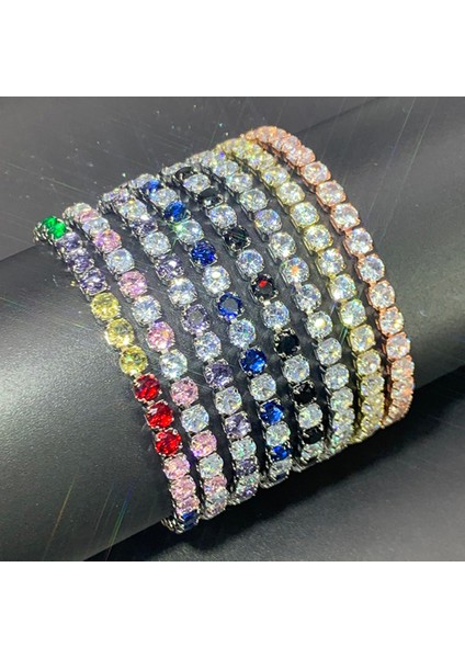 17CM Tarzı H216 Yuvarlak Gökkuşağı 4 mm Zirkon Tenis Bilezikler Kadın Erkek Trendy Gümüş Renk Kısa Zincir Bileklik El Takı Aksesuarları H027 (Yurt Dışından) modelleri