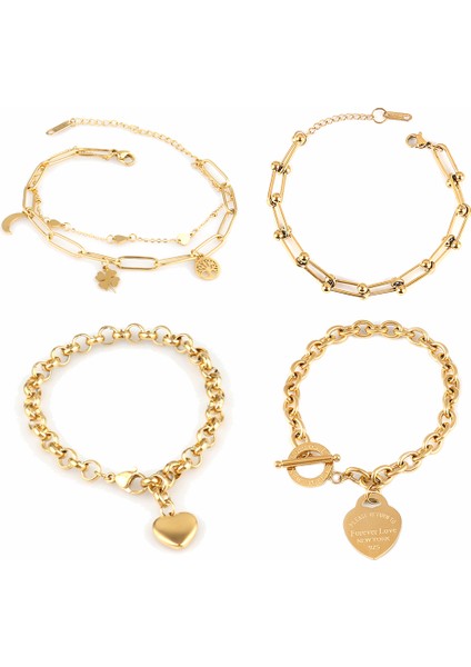 NO.423 Boyutu Çelik Bilezik Kadınlar Için Paslanmaz Bilezikler Kalp Kolye Bilezik Moda Zincir Bilezikler Kadın Kalın Bilezik Takı Hediye (Yurt Dışından) fırsatları