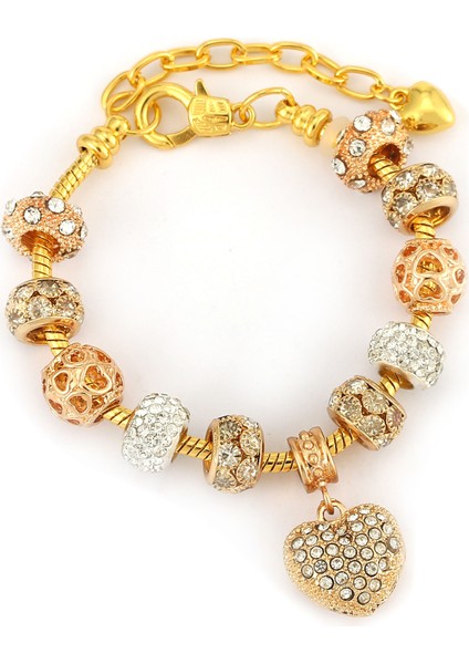 19CM Tarzı IMG-7732 Altın Kristal Aşk Kalp Charm Bilezik ve Bilezikler Altın Renk Kadınlar Için Güzel Bilezikler Takı Pulseira Feminina (Yurt Dışından)