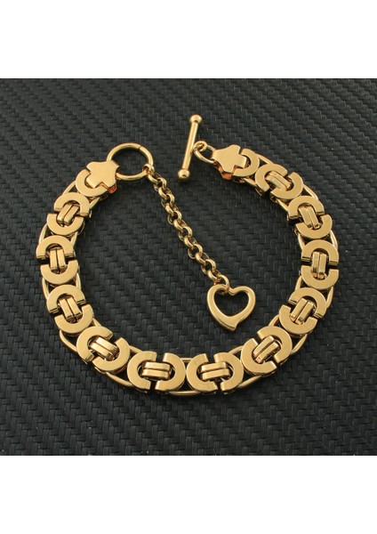 GENIŞLIK-11MM Tarzı Altın Rengi Moda Altın ve Gümüş Renk Kaplama Paslanmaz Çelik Takı Bilezik Kalp Zincir Kuyruk Adam ve Kadının Hediyesi Vintage Bcazedbf (Yurt Dışından) fiyatları