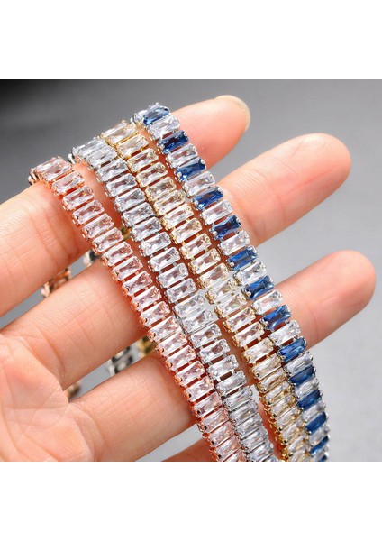 19CM Tarzı H191 Gökkuşağı Buzlu Out Kristal Tenis Zirkon Bilezikler Kadın Erkek Trendy Unisex Aksesuarları Kareler Cz Zinciri El Takı H167 (Yurt Dışından) indirimleri