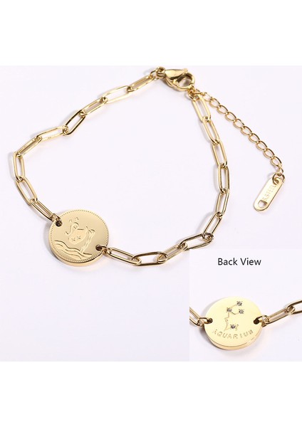 17,5 cm Tarzı Boğa Burcu Yeni Çift Taraflı 12 Burç Paslanmaz Çelik Altın Kaplama Kübik Zirkonya Kaplamalı 12 Takımyıldızı Bilezikler Kadınlar Takı Hediye Için (Yurt Dışından) indirimleri