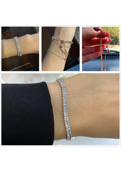 H055-2 Zhouyang Tenis Bilezikleri Kadınlar Için Kıvılcım Zirkon Jewerlly Gül Altın Rengi El Yapımı Arkadaşlar Hediye Sevimli Takı H017 (Yurt Dışından) modelleri
