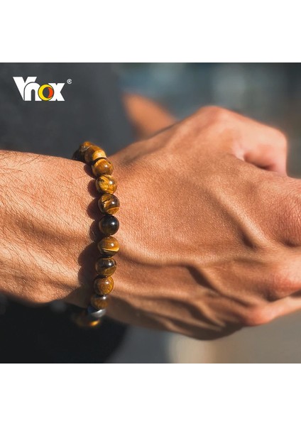 BR-864-1 Vnox Erkekler Için 8mm Kaplan Gözü Bilezikler, Streç Doğal Boncuk Bilezik, Kadın Erkek Rahat Çapraz Ayarlanabilir Boncuklu Bileklik (Yurt Dışından) fiyatları