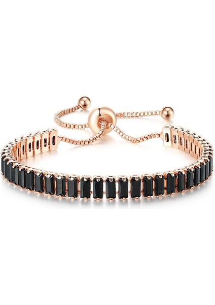 DZH052 Siyah Kristal Tenis Bilezikler Kadınlar ve Erkekler Için Lüks Buzlu Out Kübik Zirkonya Ayarlanabilir Bilezik El Hippi Takı DZH051 (Yurt Dışından)