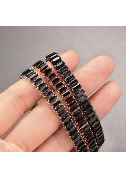 DZH052 Siyah Kristal Tenis Bilezikler Kadınlar ve Erkekler Için Lüks Buzlu Out Kübik Zirkonya Ayarlanabilir Bilezik El Hippi Takı DZH051 (Yurt Dışından) fiyatları