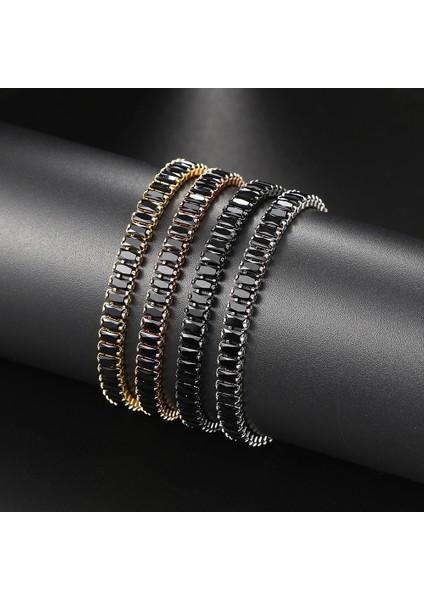 DZH052 Siyah Kristal Tenis Bilezikler Kadınlar ve Erkekler Için Lüks Buzlu Out Kübik Zirkonya Ayarlanabilir Bilezik El Hippi Takı DZH051 (Yurt Dışından) fırsatları