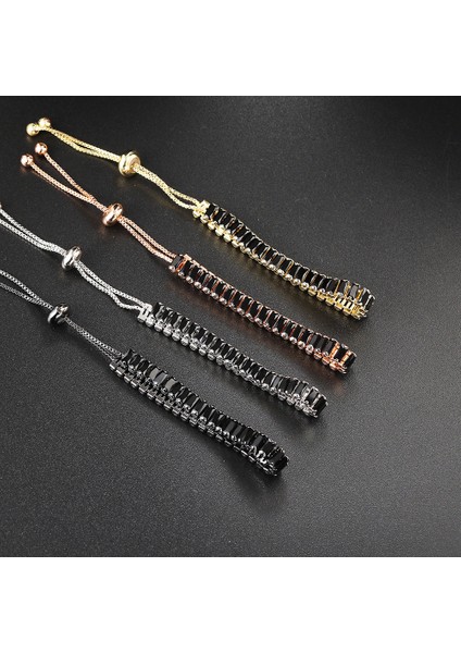 DZH052 Siyah Kristal Tenis Bilezikler Kadınlar ve Erkekler Için Lüks Buzlu Out Kübik Zirkonya Ayarlanabilir Bilezik El Hippi Takı DZH051 (Yurt Dışından) indirimleri