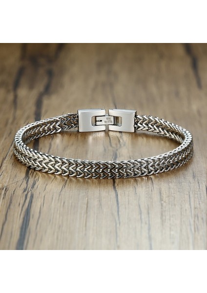 20.5cm Tarzı BR-644S Vnox Şık Erkek Zincir Bileklik, Paslanmaz Çelik Iki Telli Buğday Bağlantı Bileklik, Rock Punk Biker Erkek Takı (Yurt Dışından) fırsatları