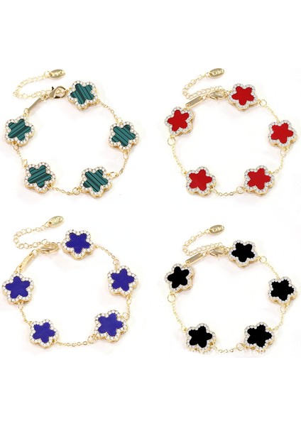 Bilezik5 Yeni Parlak Zirkon Çiçekler Çift Taraflı Bilezik Kadın Tasarımcı Nefis Lüks Takı Hediye Zarif Zincir Bileklik Charms (Yurt Dışından) indirimleri