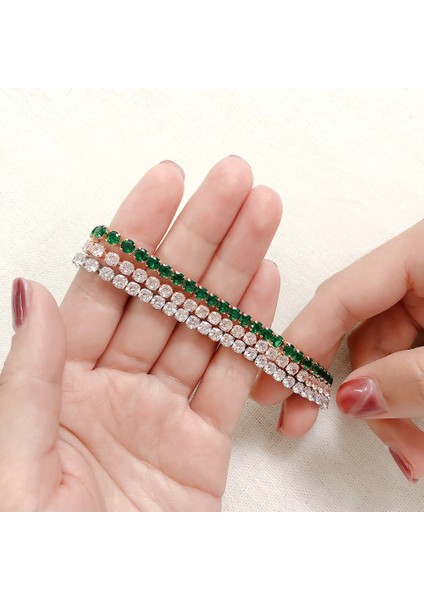 H175 Tenis Bilezikleri Womeg Beyaz Altın Rengi Tek Katmanlı Zirkon Ayarlanabilir Kaymak Toka Charm Bilezik Moda Takı (Yurt Dışından) indirimleri