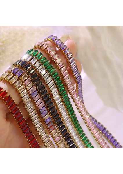 DZH036 Basit Tenis Bilekliği Kadınlar Için Lüks Dikdörtgen Zirkon Altın Renk Ayarlanabilir Bilezikler Kızlar Hediye Takı DZH009 DZH015 (Yurt Dışından) indirimleri