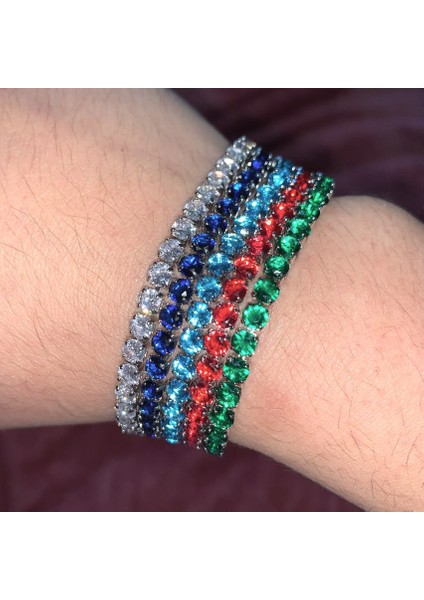 H110 Ayarlanabilir Tenis Bilezik Kadınlar Için Noel Hediyesi 4*4mm Gökkuşağı Zirkon Gül Altın Renk Kadın Bilezik Takı H056 (Yurt Dışından) fırsatları