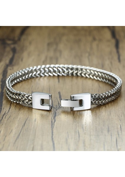 21CM Tarzı BR-644B Vnox Şık Erkek Zincir Bileklik, Paslanmaz Çelik Iki Telli Buğday Bağlantı Bileklik, Rock Punk Biker Erkek Takı (Yurt Dışından) fiyatları