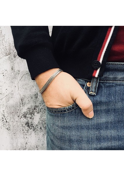 21CM Tarzı BR-644B Vnox Şık Erkek Zincir Bileklik, Paslanmaz Çelik Iki Telli Buğday Bağlantı Bileklik, Rock Punk Biker Erkek Takı (Yurt Dışından) indirimleri