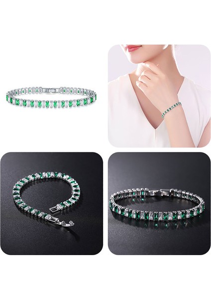 17CM Tarzı H223 Gökkuşağı Kristal Tenis Bilezikler Kadınlar Için Kpop Gümüş Renk Arkadaş Hediyeler Renkli Zirkonya Bileklik Zincir El Takı H167-M (Yurt Dışından)