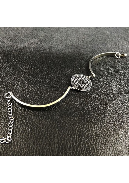 H 2023 Moda Yaşam Çiçek Paslanmaz Çelik Bilezik Kadınlar Için Boncuk Gümüş Renk Bilezik Takı Acero Inoxidable B (Yurt Dışından) indirimleri