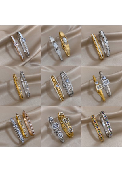 D994744B-005 Aensoa Vintage Renkli Büyük Rhinestone Zirkon Paslanmaz Çelik Bilezik Kadınlar Için Bilezikler Basit Charm Su Geçirmez Takı (Yurt Dışından) modelleri