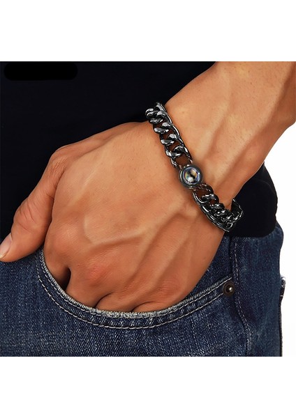 21,5 cm Tarzı Altın Titanyum Çelik Erkekler ve Kadınlar Kişiselleştirilmiş Fotoğraf Projeksiyon Özel Aile Toplama Evcil Hayvan Çift Doğum Günü Bellek Koleksiyonu Bileklik (Yurt Dışından) modelleri