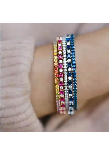 19CM Tarzı H225 4 mm Yuvarlak Gökkuşağı Zirkon Buzlu Out Tenis Bilezikler Kadın Erkek Için Trendy Gümüş Renk Zinciri El Takı Aksesuarları H027 (Yurt Dışından) fiyatları