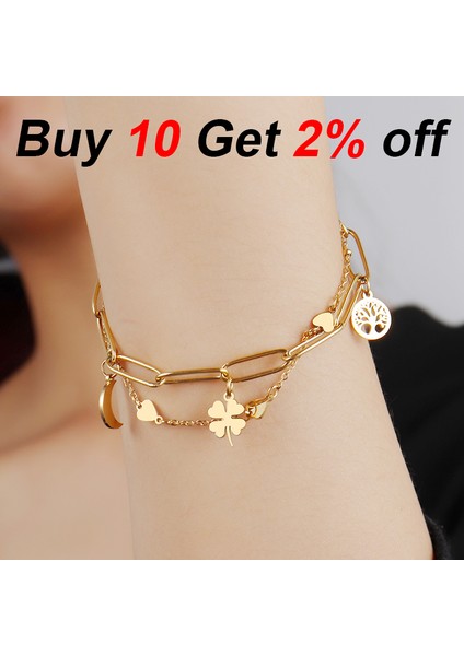 B0944 316L Paslanmaz Çelik Zincir Bileklik Kalp Kolye Bilezikler Kadınlar Için Boncuklu Pulsera Nefis Doğal Taş Bilezik Kadın (Yurt Dışından) modelleri