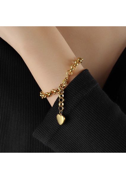 B0944 316L Paslanmaz Çelik Zincir Bileklik Kalp Kolye Bilezikler Kadınlar Için Boncuklu Pulsera Nefis Doğal Taş Bilezik Kadın (Yurt Dışından) fırsatları