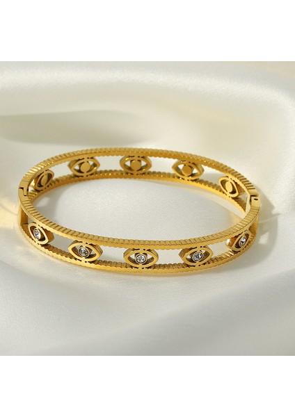 D269646B Flashbuy Türk Nazar Paslanmaz Çelik Bildirimi Bilezik Kadınlar Için Trendy Moda Kadın Etty Kakma Kabuk Takı (Yurt Dışından)
