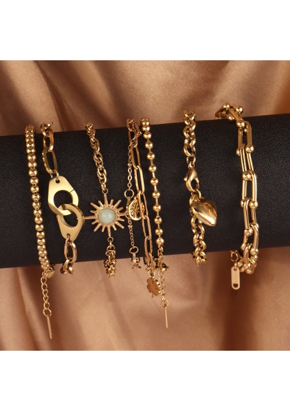 B0433 316L Paslanmaz Çelik Zincir Bileklik Kalp Kolye Bilezikler Kadınlar Için Boncuklu Pulsera Nefis Doğal Taş Bilezik Kadın (Yurt Dışından) fiyatları