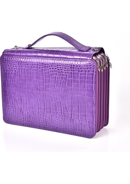 252 Delikli Sanat Saklama, Büyük Kapasiteli Kalem Çantası, Çok Renkli Eskiz - Mor (Yurt Dışından)