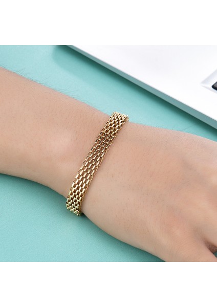 20.5cm Tarzı Altın Vqysko Ajur Örgü Büküm Geniş Örgülü Bilezik Örgü Charm Tel Bükülmüş Ayarlanabilir Istifleme Bilezik Unisex (Yurt Dışından)