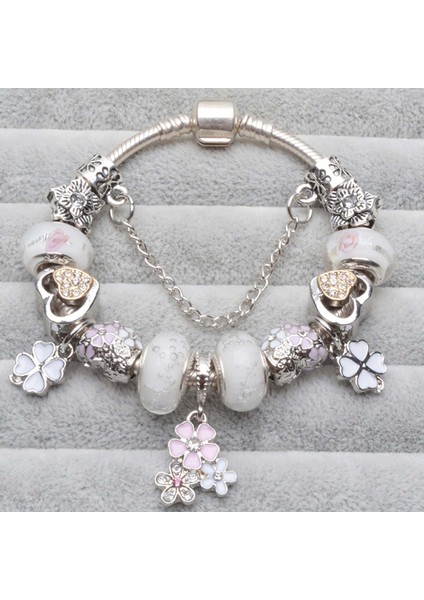 21CM Tarzı BE035 Baopon Avrupa Tarzı Vintage Gümüş Kaplama Kristal Charm Bilezik Kadınlar Fit Orijinal Dıy Güzel Bilezik Takı Hediye (Yurt Dışından)