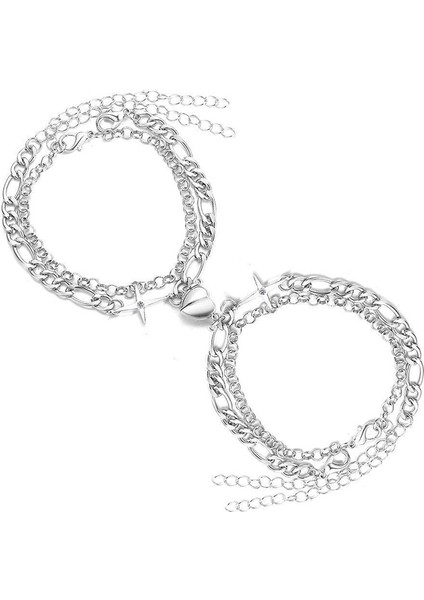 A2 Et Moda Çift Kalp Mıknatıs Bilezik Kadın Erkek Sevgilisi Ayarlanabilir Yıldız Kalp Metal Zincir Eşleşen Bilezik Takı (Yurt Dışından) fırsatları