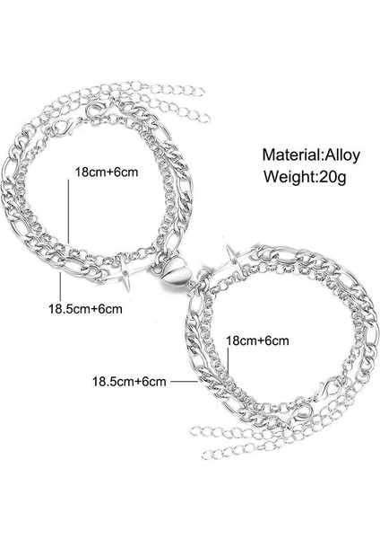 A2 Et Moda Çift Kalp Mıknatıs Bilezik Kadın Erkek Sevgilisi Ayarlanabilir Yıldız Kalp Metal Zincir Eşleşen Bilezik Takı (Yurt Dışından) indirimleri